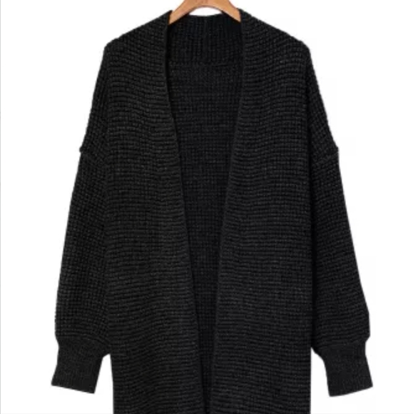 1 XL left 😊New Black Plaid Knitted Long Open Front Cardigan💔clearance price - Picture 12 of 16